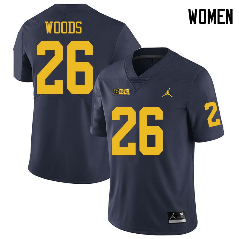 Jordan Brand Women #26 J'Marick Woods Michigan Wolverines College Football Jerseys Sale-Navy